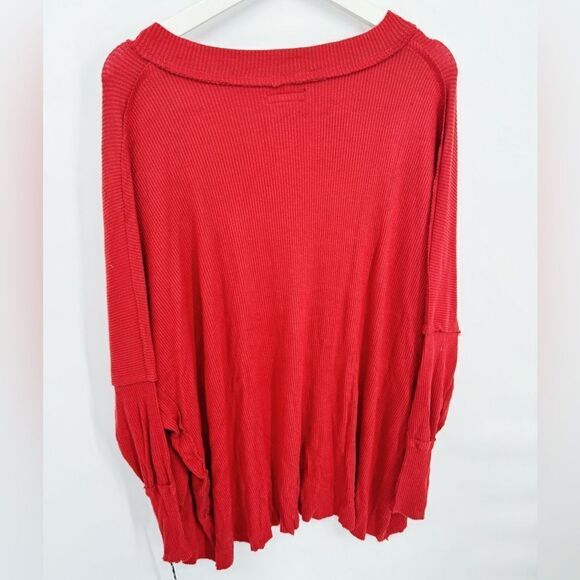 Michael Lauren Cedric Oversized V-Neck Pullover Raw Edges Rib Top NWT M/L - Picture 2 of 8